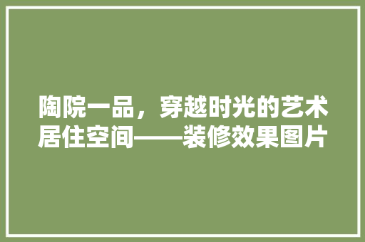 陶院一品，穿越时光的艺术居住空间——装修效果图片赏析  第1张
