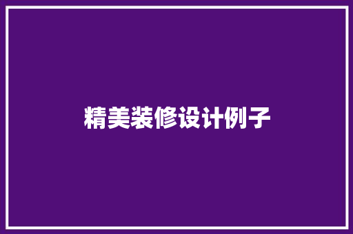 精美装修设计例子
