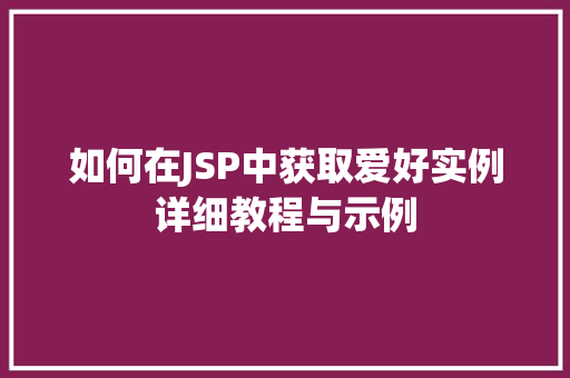 如何在JSP中获取爱好实例详细教程与示例