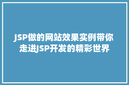 JSP做的网站效果实例带你走进JSP开发的精彩世界