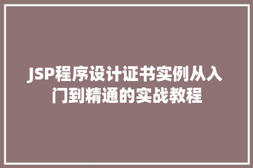JSP程序设计证书实例从入门到精通的实战教程