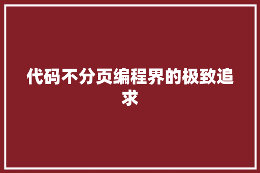 代码不分页编程界的极致追求