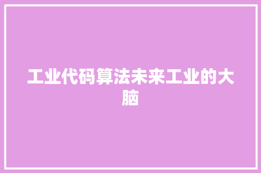 工业代码算法未来工业的大脑