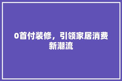 0首付装修，引领家居消费新潮流  第1张