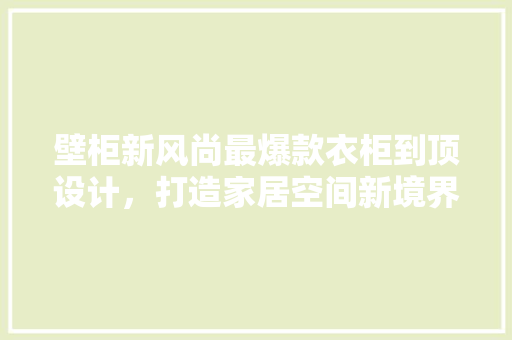 壁柜新风尚最爆款衣柜到顶设计，打造家居空间新境界  第1张
