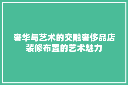 奢华与艺术的交融奢侈品店装修布置的艺术魅力
