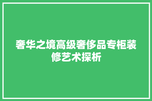 奢华之境高级奢侈品专柜装修艺术探析