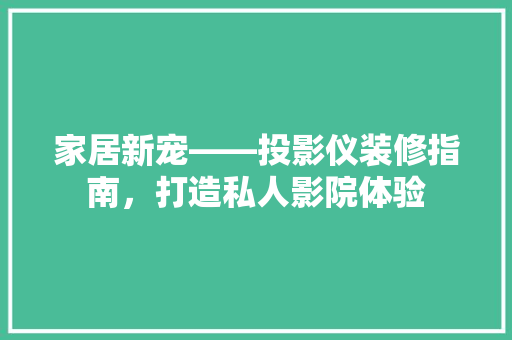 家居新宠——投影仪装修指南，打造私人影院体验