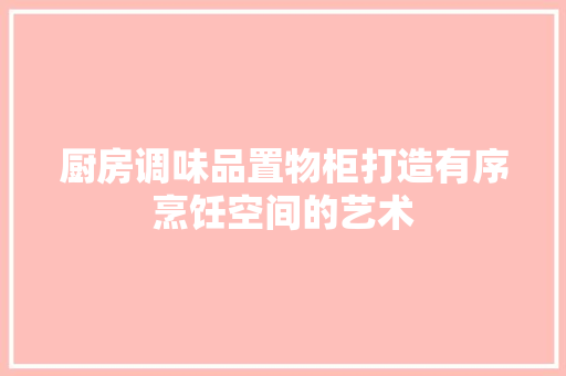 厨房调味品置物柜打造有序烹饪空间的艺术