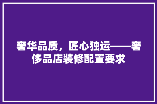 奢华品质，匠心独运——奢侈品店装修配置要求  第1张