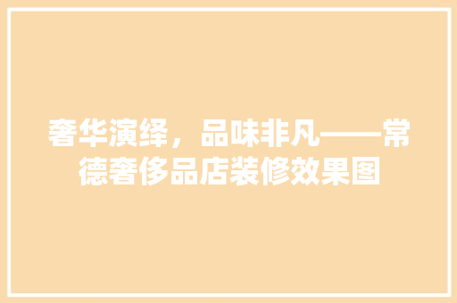 奢华演绎，品味非凡——常德奢侈品店装修效果图