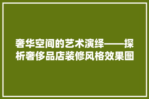 奢华空间的艺术演绎——探析奢侈品店装修风格效果图