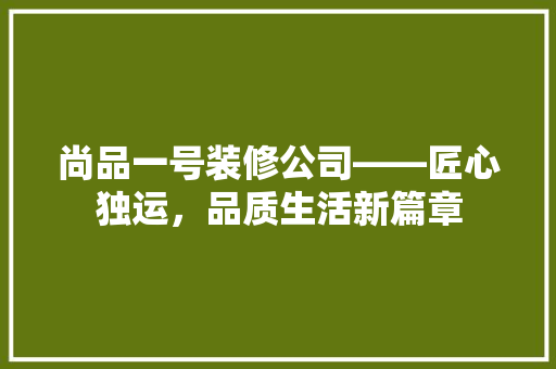 尚品一号装修公司——匠心独运，品质生活新篇章