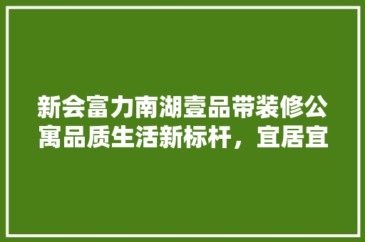 新会富力南湖壹品带装修公寓品质生活新标杆，宜居宜投资首选  第1张