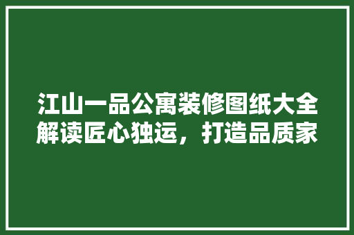 江山一品公寓装修图纸大全解读匠心独运，打造品质家居生活