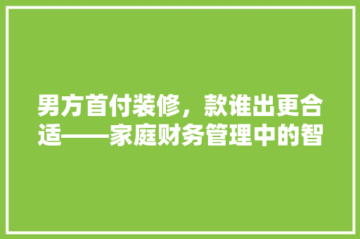 男方首付装修，款谁出更合适——家庭财务管理中的智慧选择  第1张