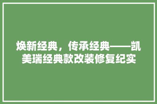 焕新经典，传承经典——凯美瑞经典款改装修复纪实  第1张