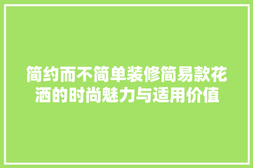 简约而不简单装修简易款花洒的时尚魅力与适用价值
