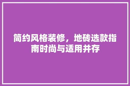简约风格装修，地砖选款指南时尚与适用并存