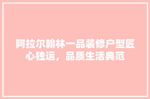阿拉尔翰林一品装修户型匠心独运，品质生活典范  第1张