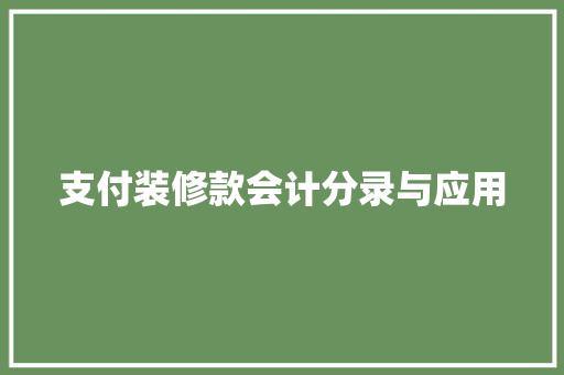 支付装修款会计分录与应用