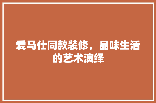 爱马仕同款装修，品味生活的艺术演绎