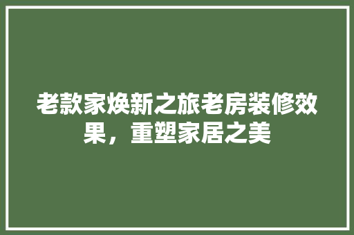 老款家焕新之旅老房装修效果，重塑家居之美