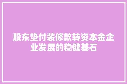 股东垫付装修款转资本金企业发展的稳健基石  第1张