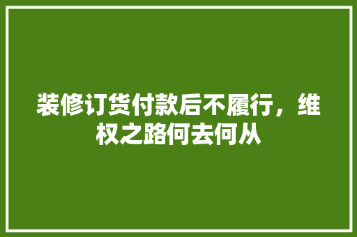 装修订货付款后不履行，维权之路何去何从  第1张