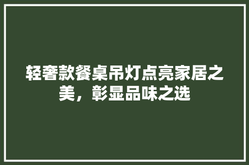 轻奢款餐桌吊灯点亮家居之美，彰显品味之选