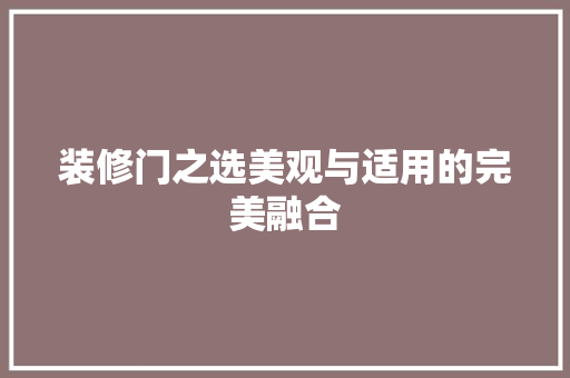 装修门之选美观与适用的完美融合  第1张