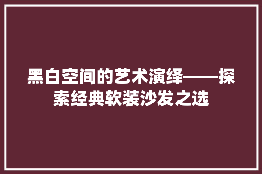 黑白空间的艺术演绎——探索经典软装沙发之选