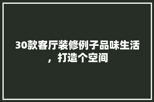 30款客厅装修例子品味生活，打造个空间
