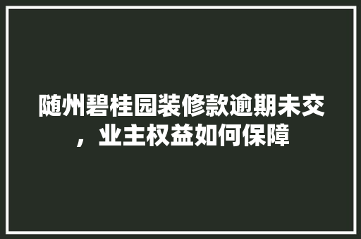 随州碧桂园装修款逾期未交，业主权益如何保障