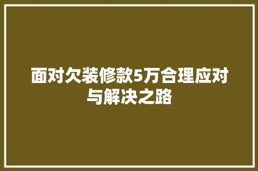 面对欠装修款5万合理应对与解决之路