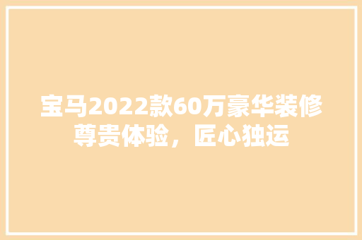 宝马2022款60万豪华装修尊贵体验，匠心独运
