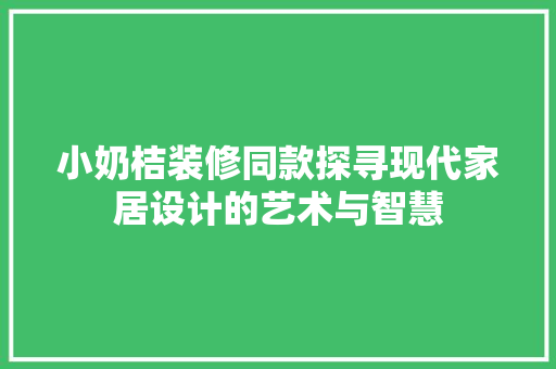 小奶桔装修同款探寻现代家居设计的艺术与智慧