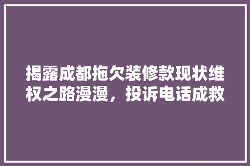 揭露成都拖欠装修款现状维权之路漫漫，投诉电话成救命稻草