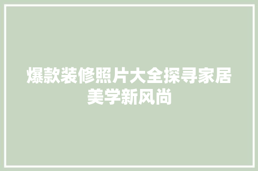爆款装修照片大全探寻家居美学新风尚