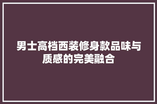 男士高档西装修身款品味与质感的完美融合