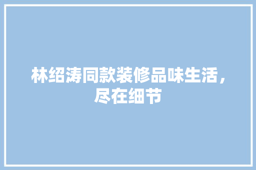林绍涛同款装修品味生活，尽在细节