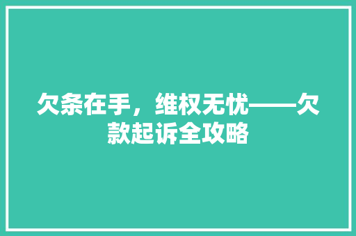 欠条在手，维权无忧——欠款起诉全攻略