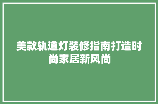 美款轨道灯装修指南打造时尚家居新风尚