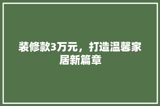 装修款3万元，打造温馨家居新篇章