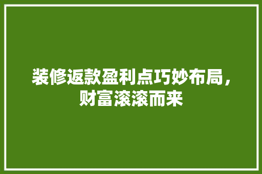 装修返款盈利点巧妙布局，财富滚滚而来