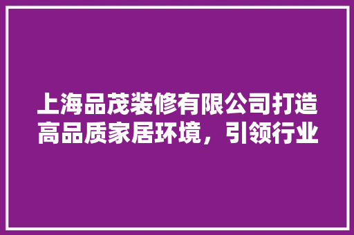 上海品茂装修有限公司打造高品质家居环境，引领行业新潮流  第1张