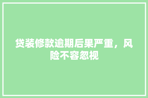 贷装修款逾期后果严重，风险不容忽视
