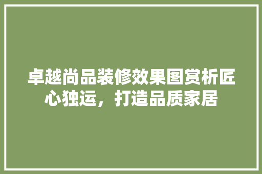 卓越尚品装修效果图赏析匠心独运，打造品质家居  第1张