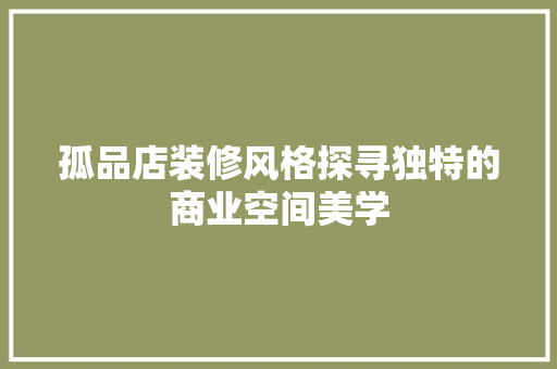 孤品店装修风格探寻独特的商业空间美学