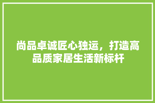 尚品卓诚匠心独运，打造高品质家居生活新标杆
